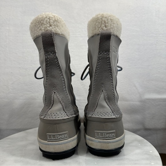L.L. Bean lace up snow boot rain waterproof winter insulated gray blue rubber - Picture 3 of 12